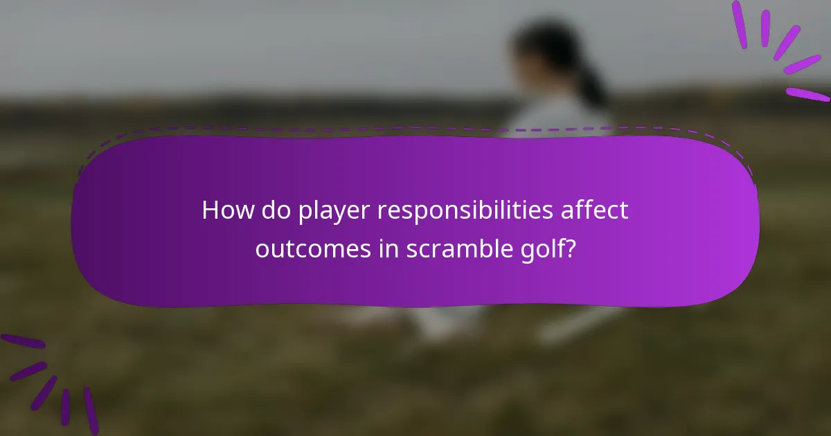 How do player responsibilities affect outcomes in scramble golf?