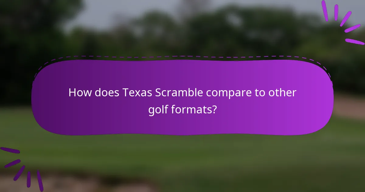 How does Texas Scramble compare to other golf formats?