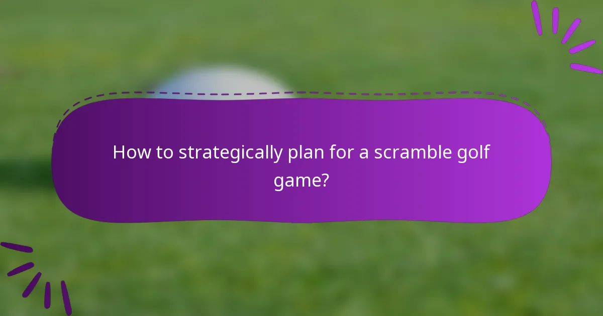 How to strategically plan for a scramble golf game?