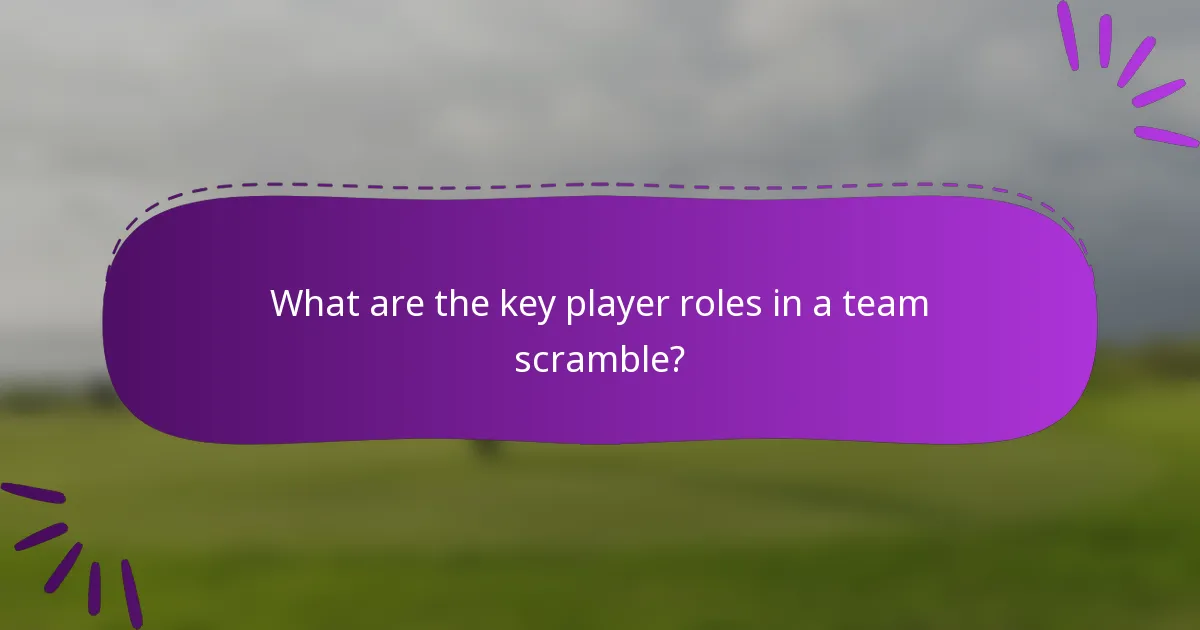 What are the key player roles in a team scramble?