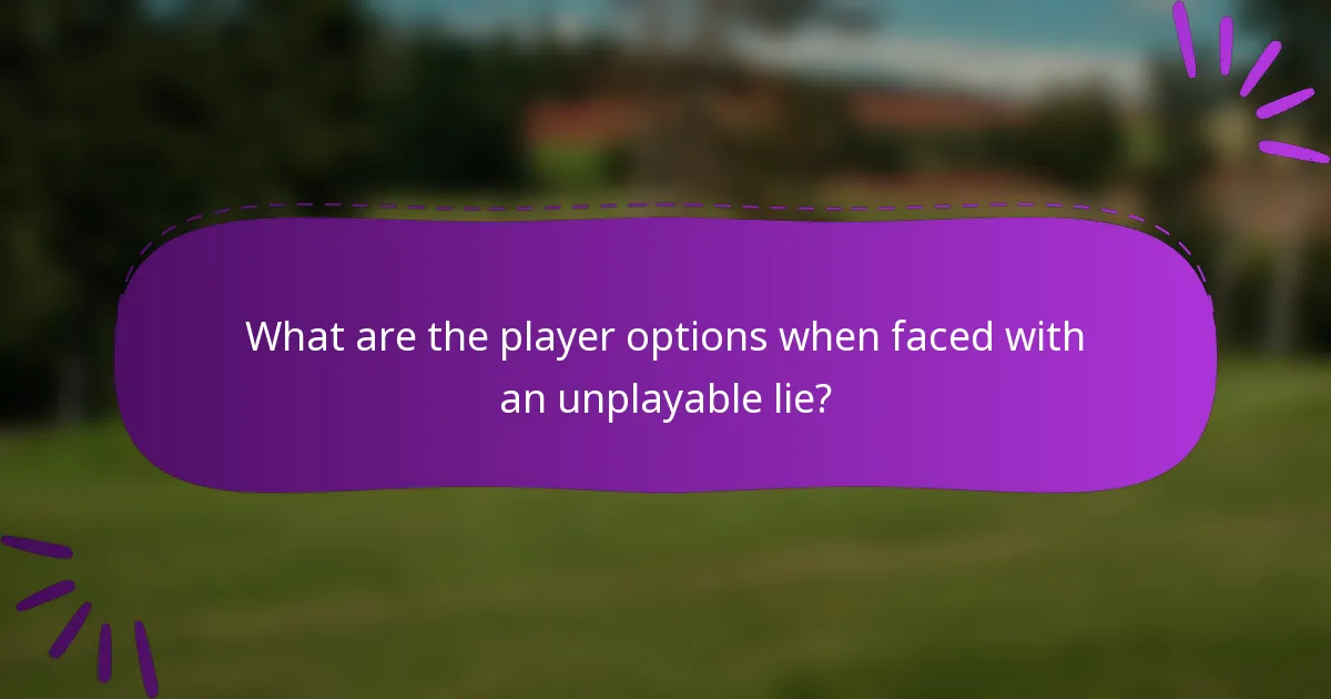 What are the player options when faced with an unplayable lie?